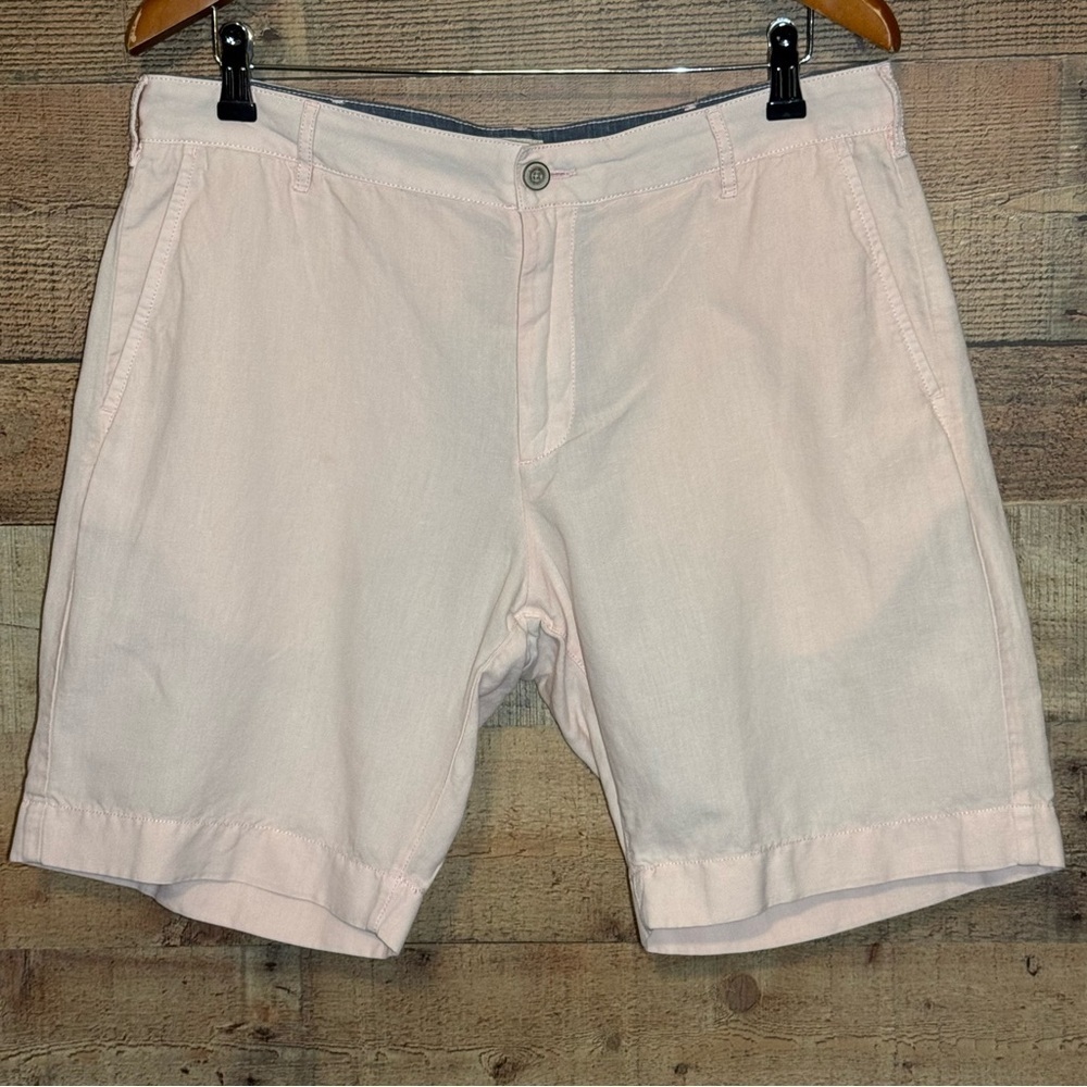 Faherty Malibu Short Mens 33 Summer Pink Linen Cotton Golf Casual